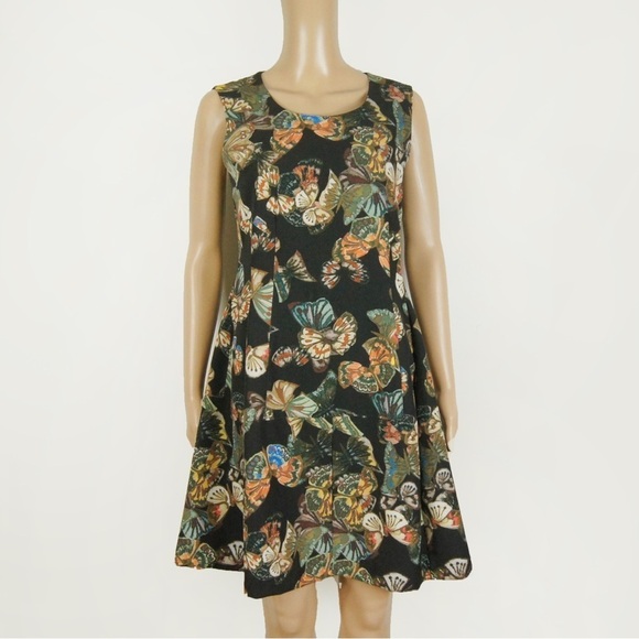 SANDRO FERRONE Black Spring Summer Butterfly Midi  Dress - Picture 4 of 13